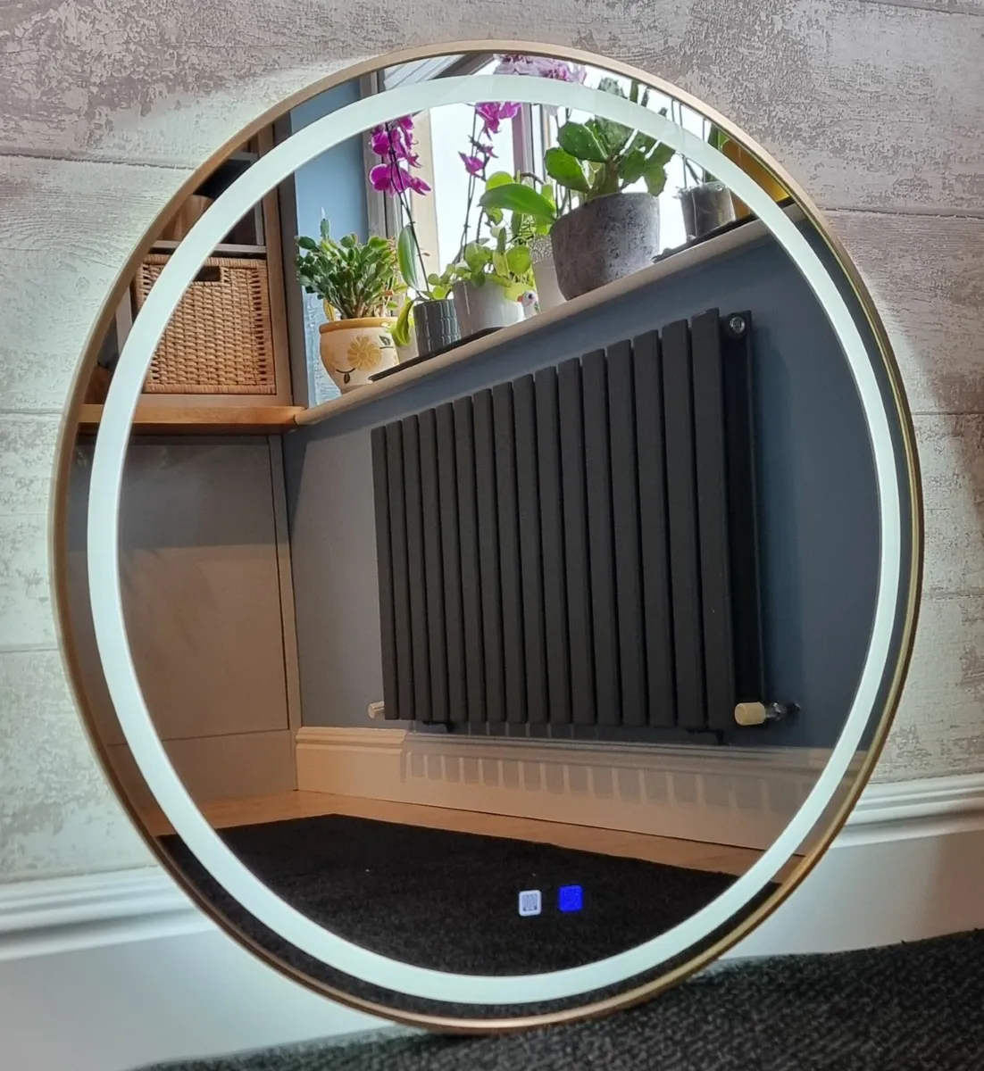 LED Bathroom Mirror Round Gold Frame Antifog 80cm - Image 2