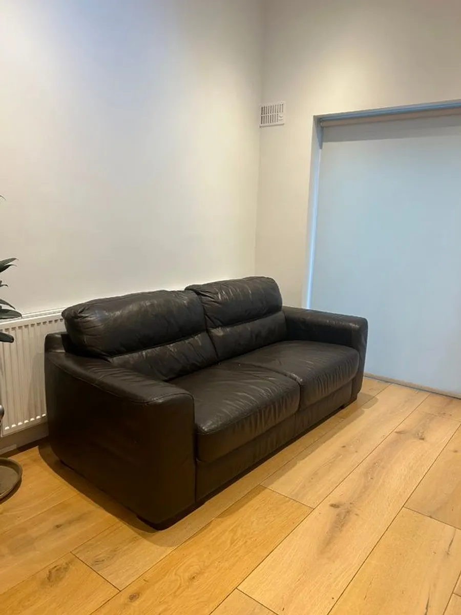 Brown Leather Sofa - Image 1