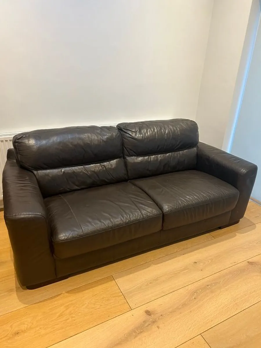 Brown Leather Sofa - Image 2