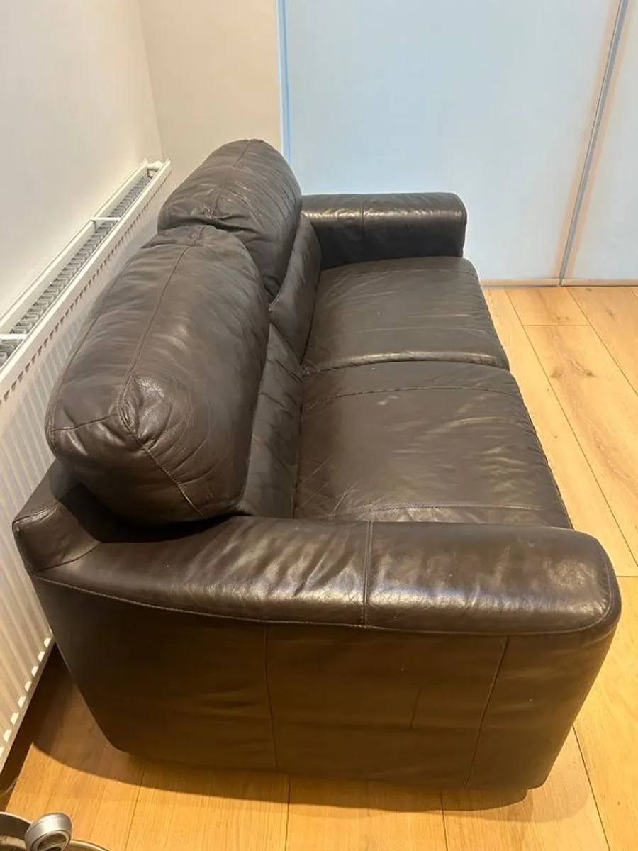 Brown Leather Sofa - Image 3