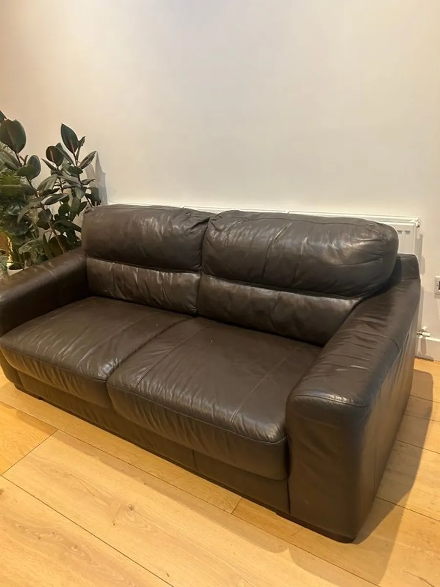 Brown Leather Sofa - Image 4
