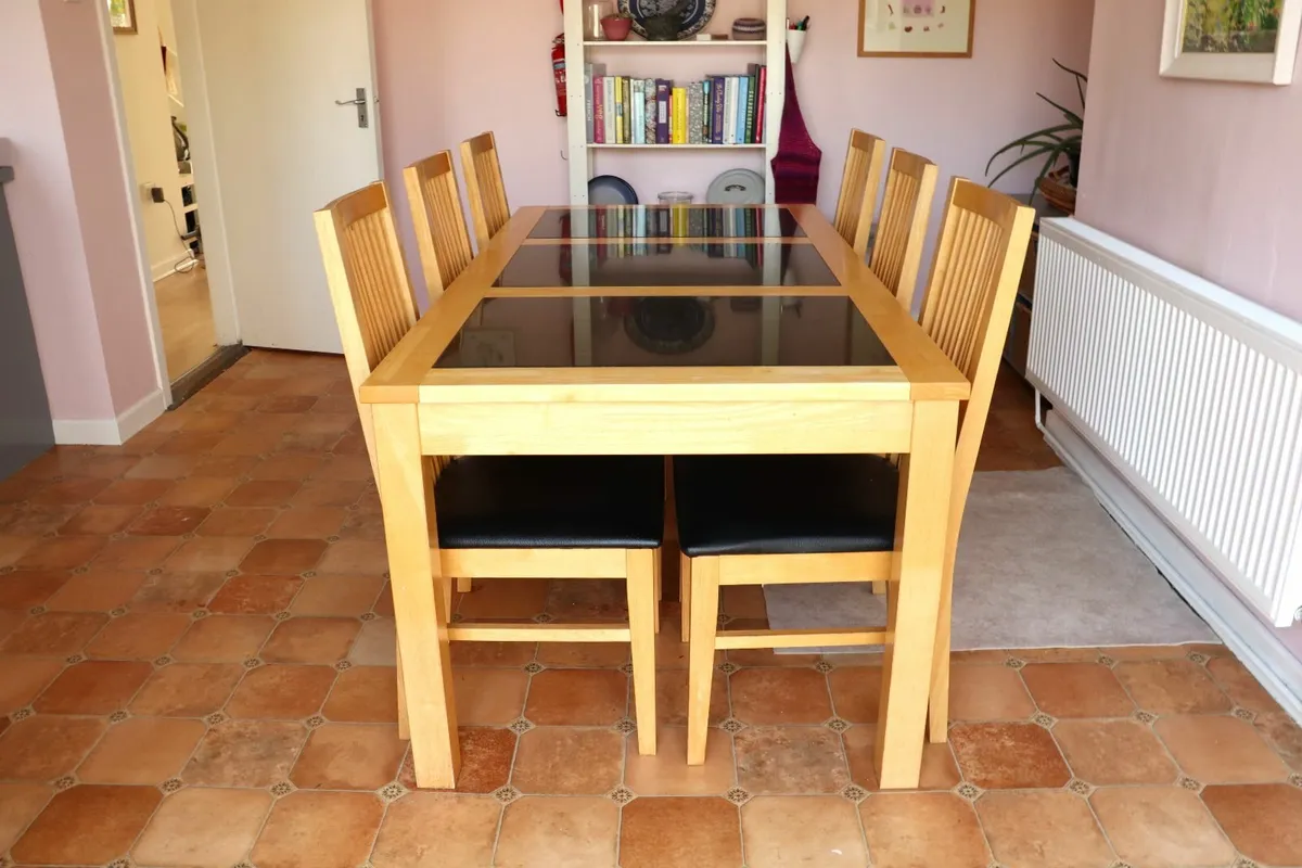 Large Beech Kitchen/Dining Table + 6 Chairs - Image 4