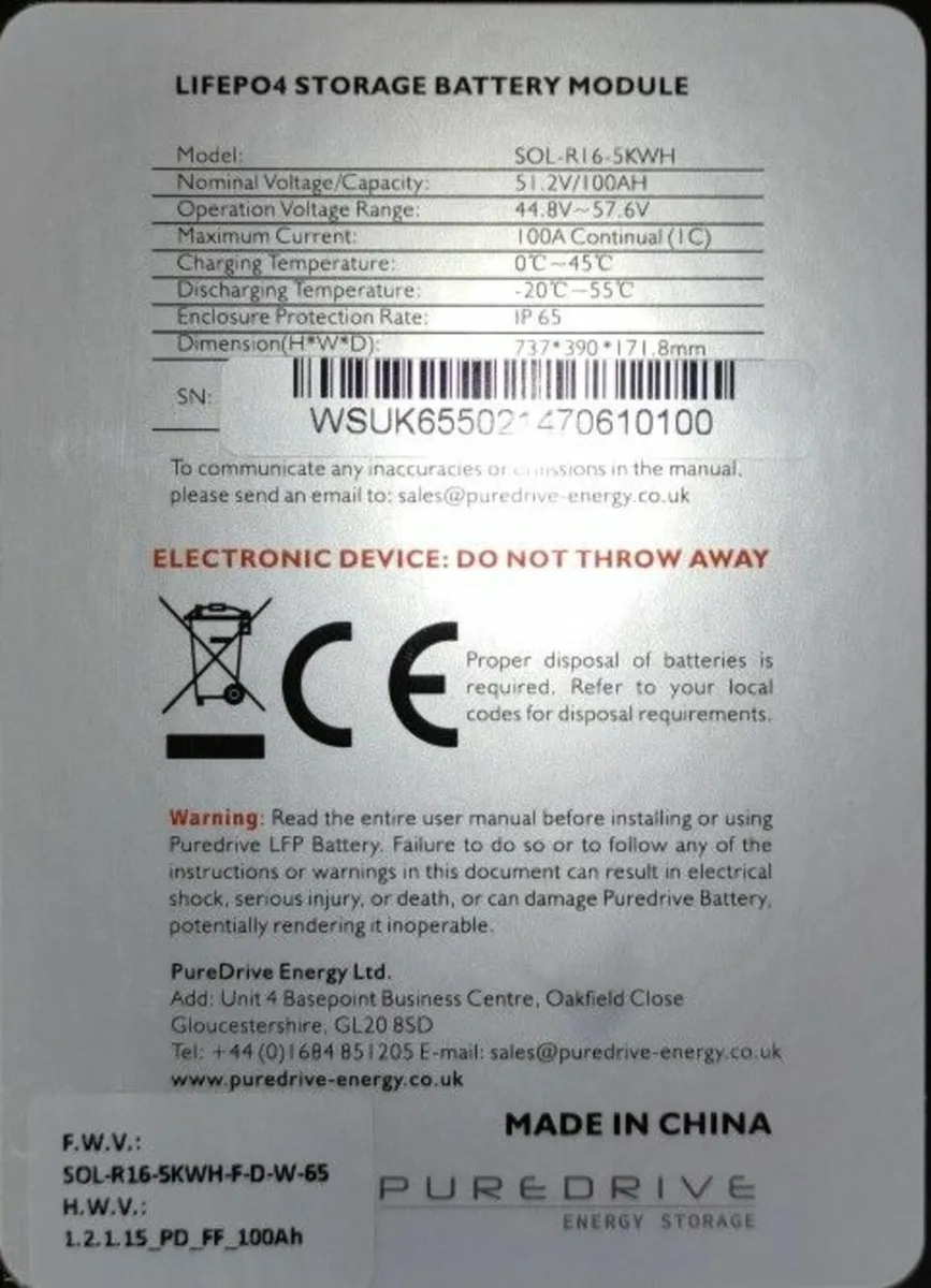 puredrive 5 kwh solar battery (gen 1) - Image 2