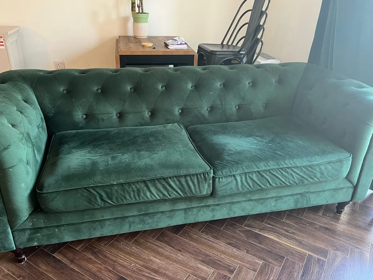 Green chesterfield couch - Image 4