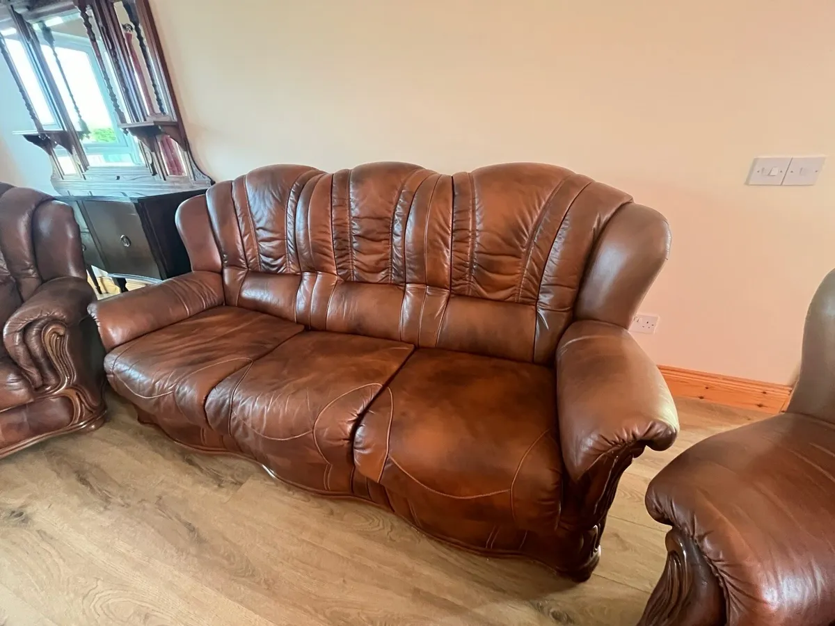 Sofa Suite Italian Leather - Image 2