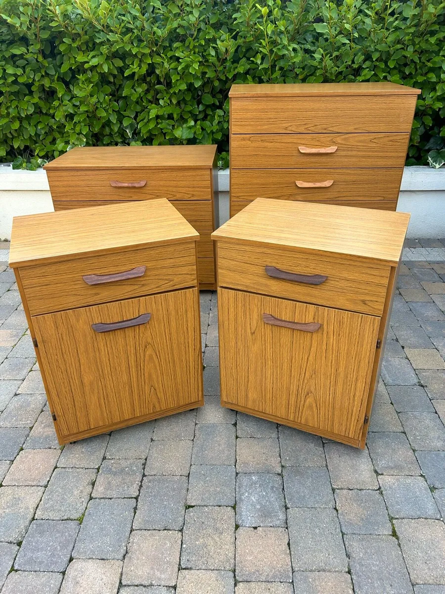 Mid century complete retro set drawers bedside - Image 2
