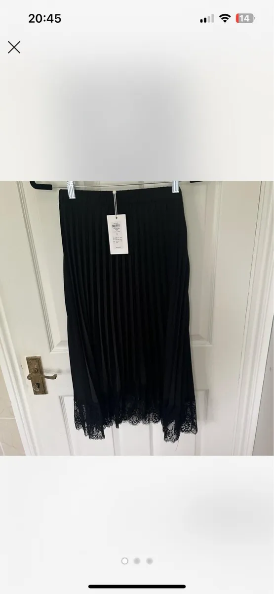 Vila Black Lace Midi Skirt.