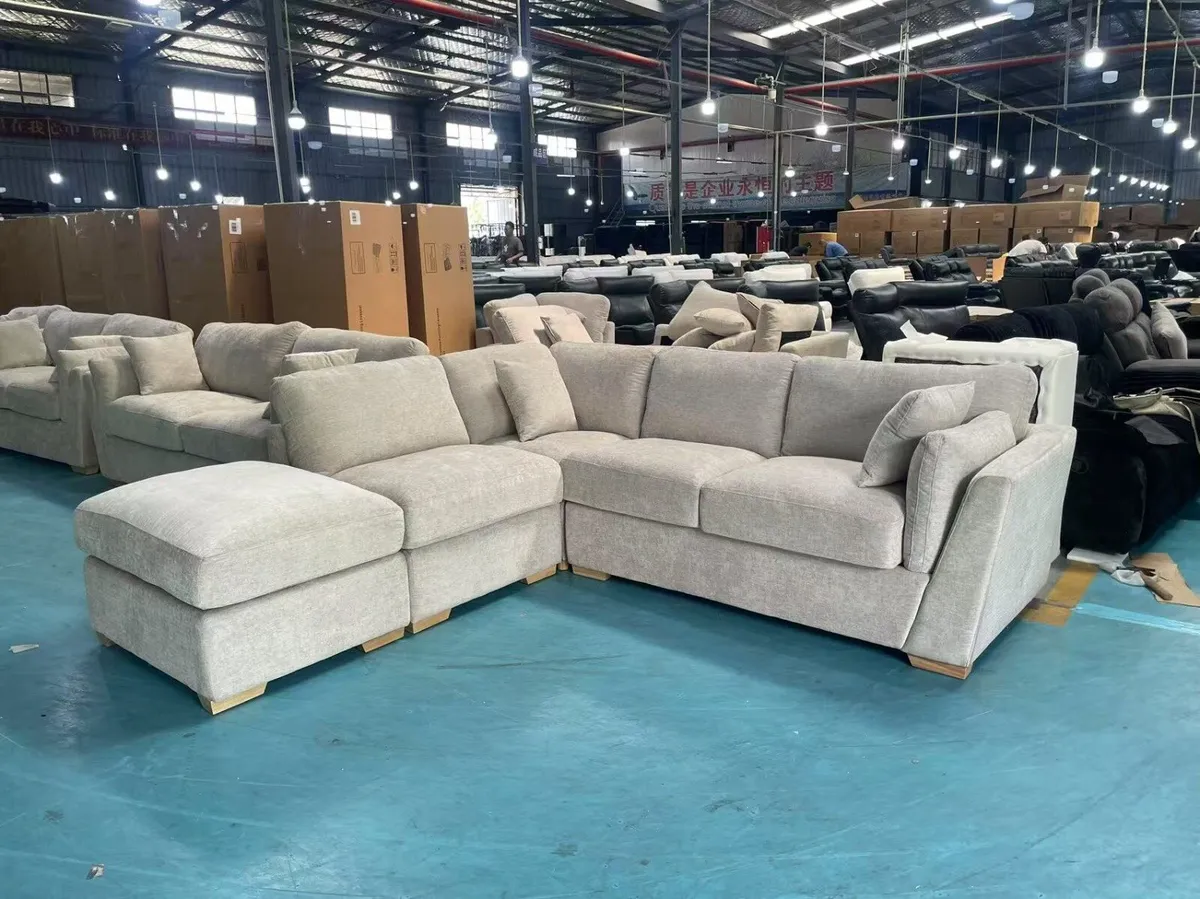 Emme L Shape Fabric Sofa With Fullback Cushions - Image 1