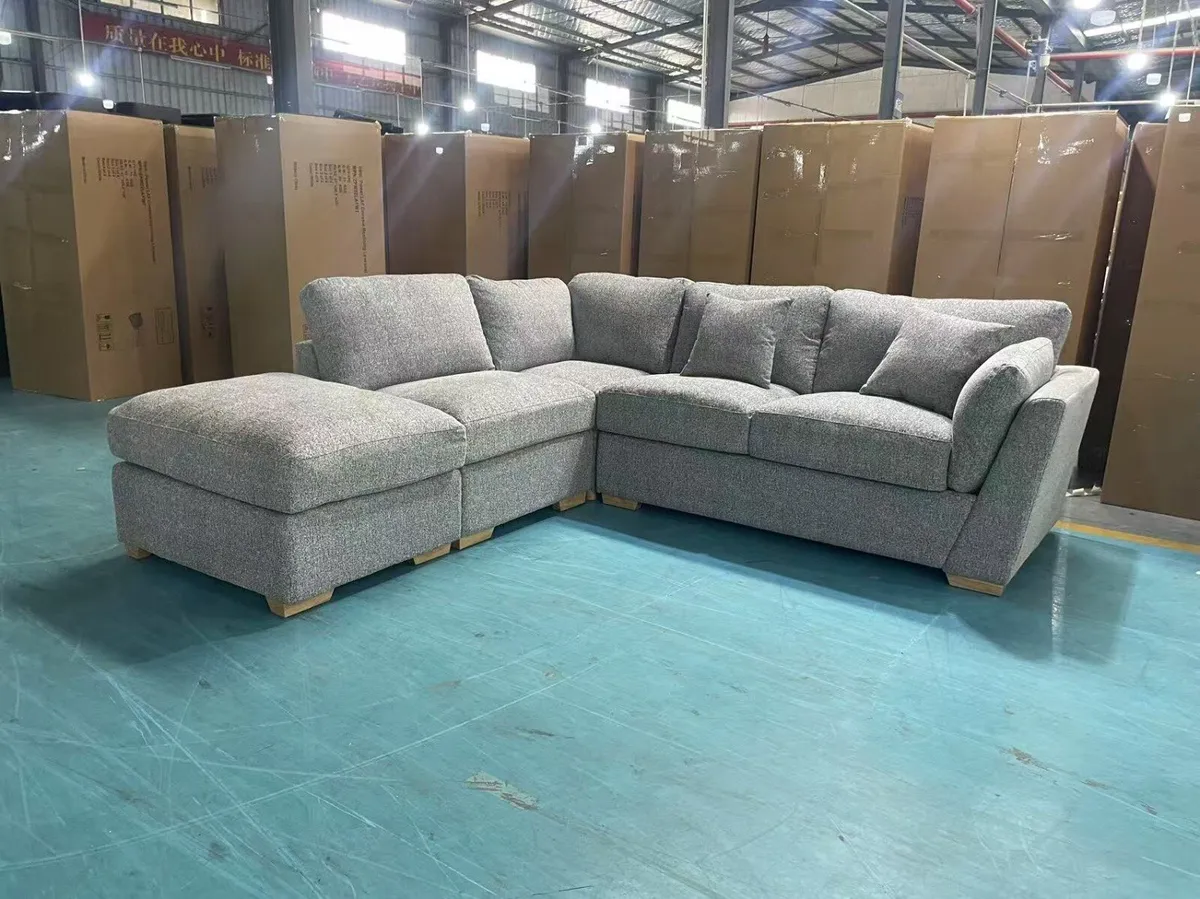 Emme L Shape Fabric Sofa With Fullback Cushions - Image 2
