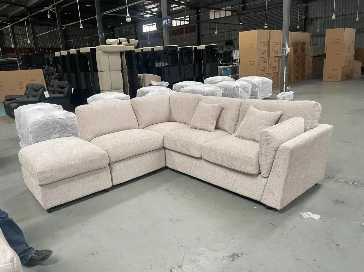 Emme L Shape Fabric Sofa With Fullback Cushions - Image 3