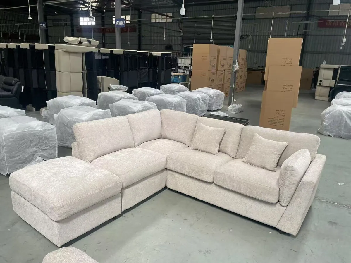 Emme L Shape Fabric Sofa With Fullback Cushions - Image 4