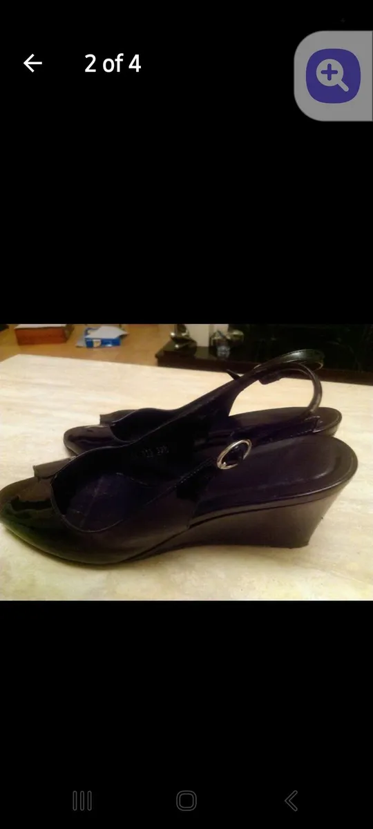 Black patent sling back sandles. - Image 4