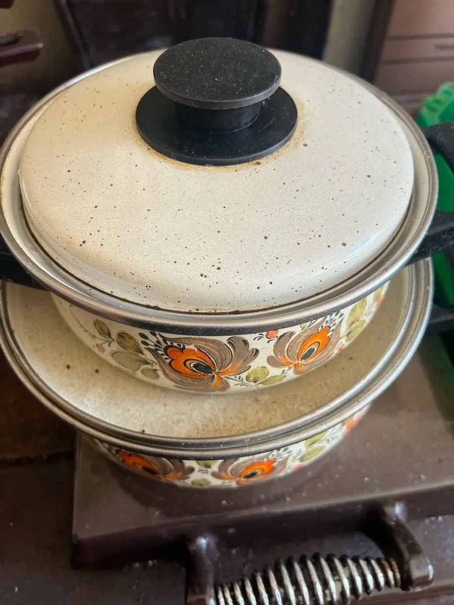 Vintage enamel saucepans 70's - Image 4