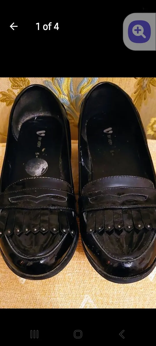 Shoes - Black patent flats. - Image 1