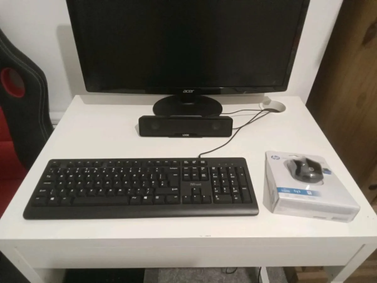 gaming PC and  chair with IKEA desk and 1080p mon - Image 3