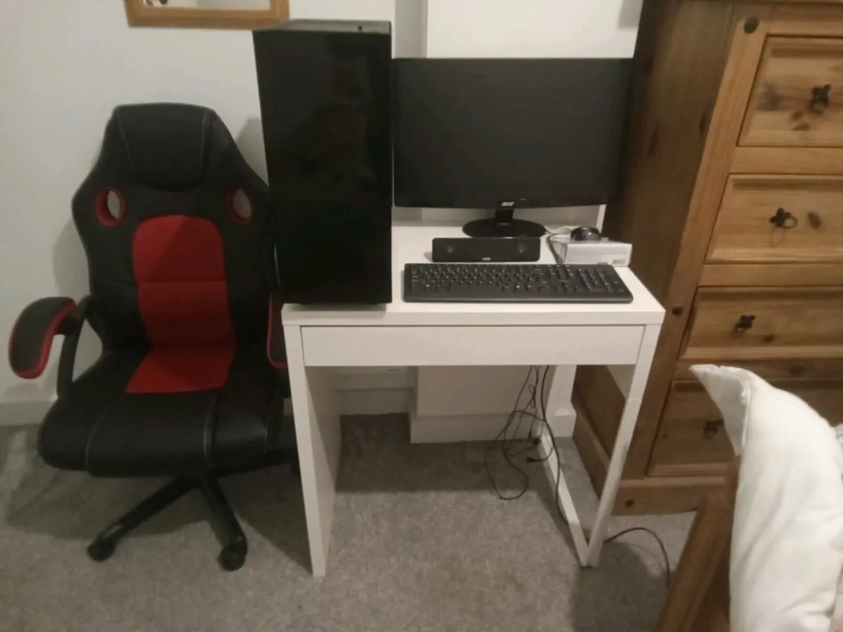 gaming PC and  chair with IKEA desk and 1080p mon - Image 2