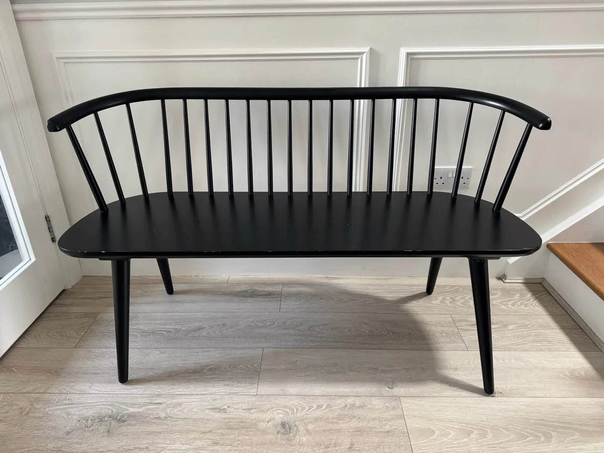 Black Wooden Dining Bench - Image 1