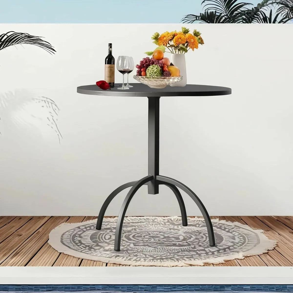 Dining Table Round Pub Coffee Table Brown - Image 3