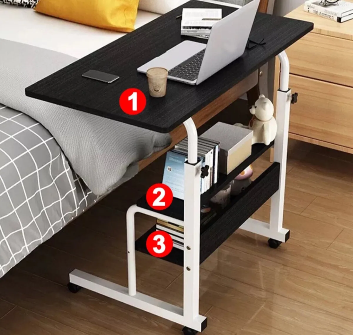 NEW Height Adjustable Overbed Table Over Bed Desk - Image 2