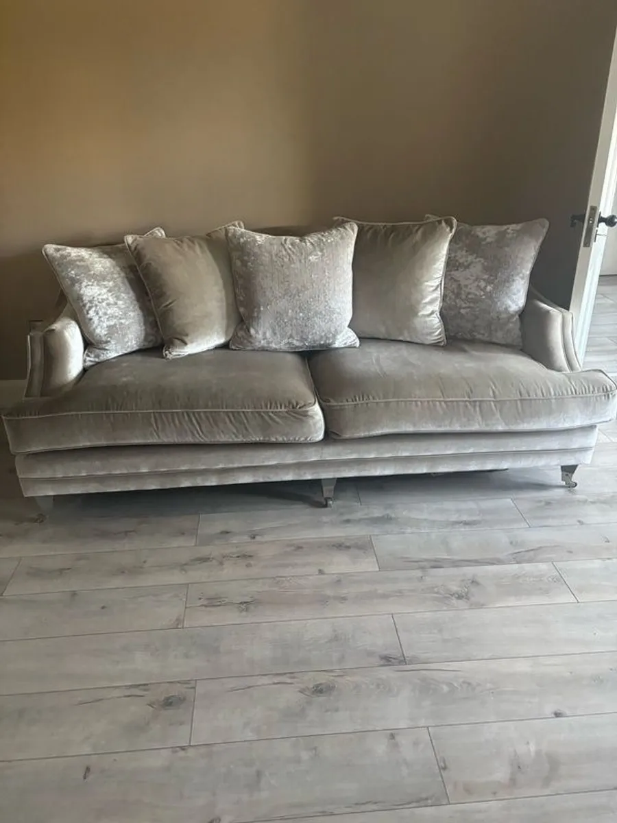 three seater & two seater champagne coloured suite - Image 1