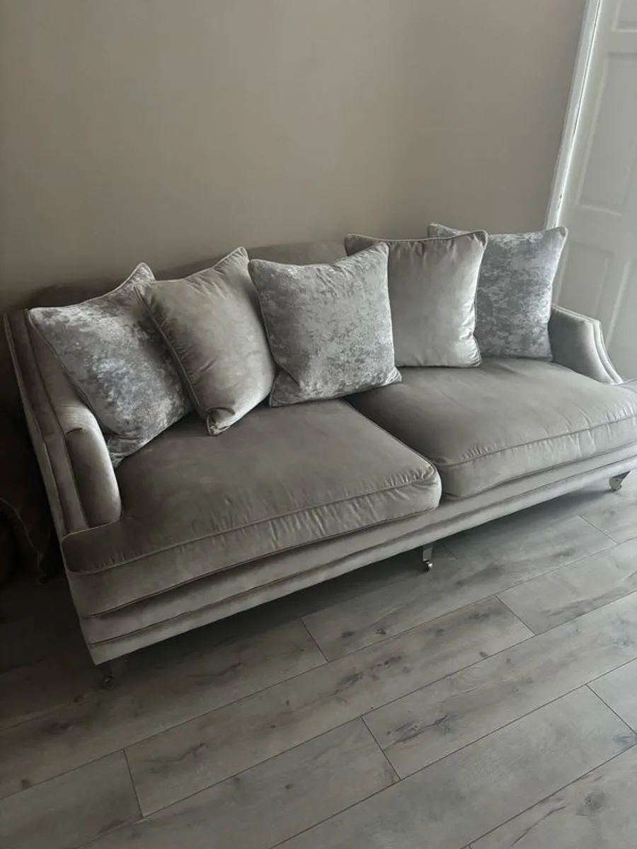 three seater & two seater champagne coloured suite - Image 2