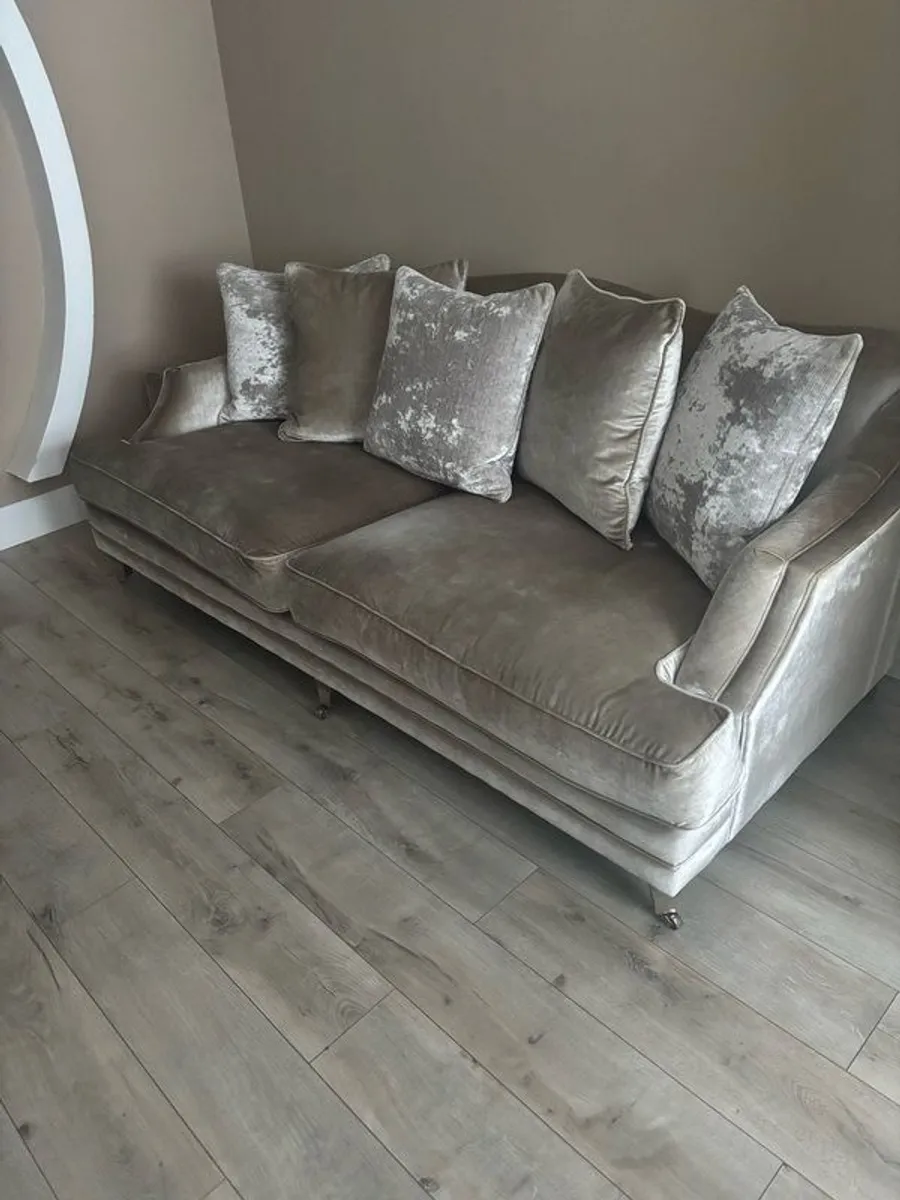 three seater & two seater champagne coloured suite - Image 3