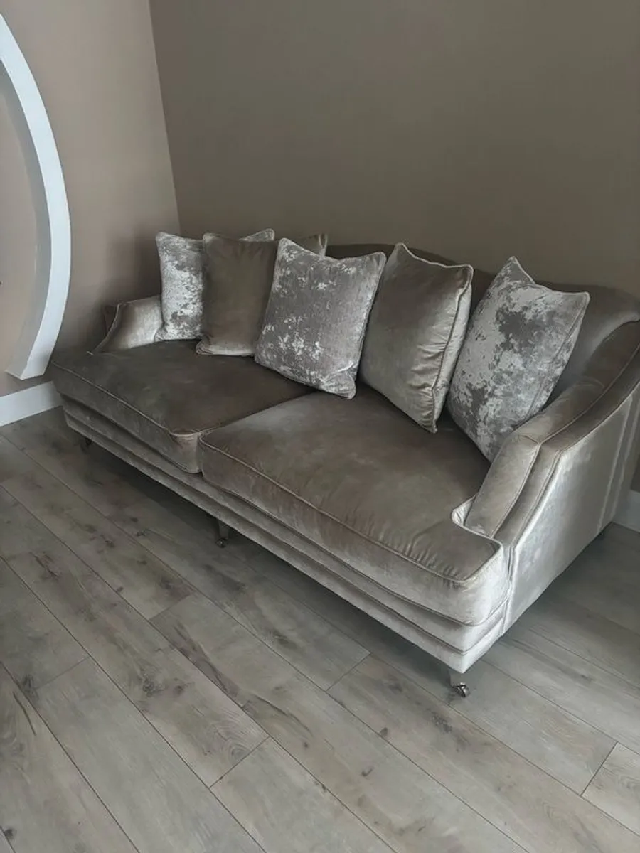three seater & two seater champagne coloured suite - Image 4