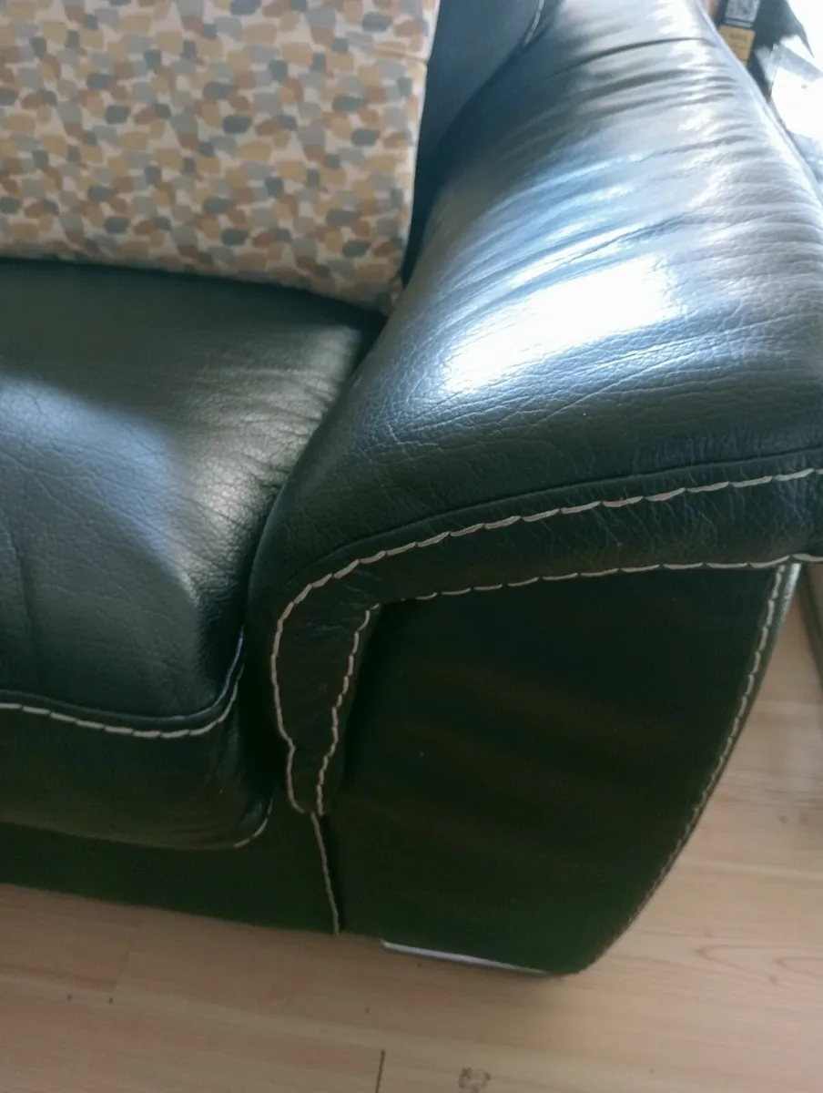 Two seater and 3 real leather sofas - Image 3
