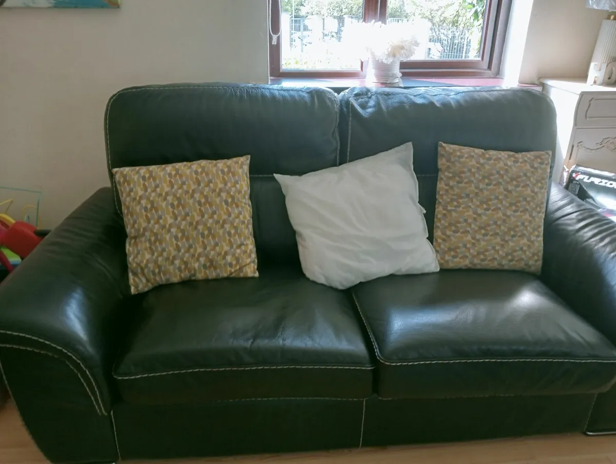 Two seater and 3 real leather sofas - Image 4