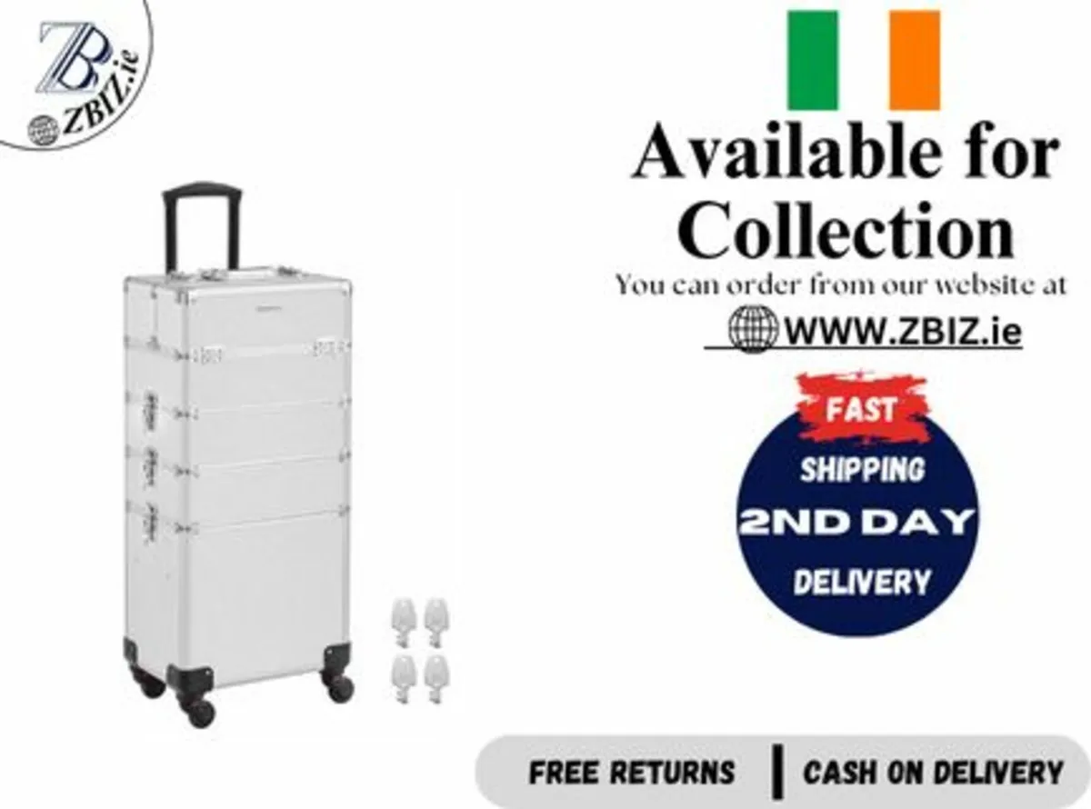 Makeup Trolley Case 4-in-1 Aluminum Travel Box - Image 1