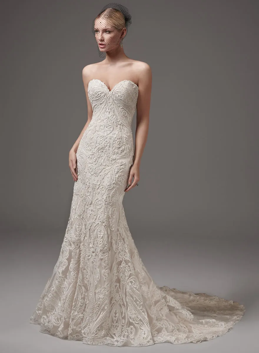 Wedding dress size 14 new stunning lace - Image 1