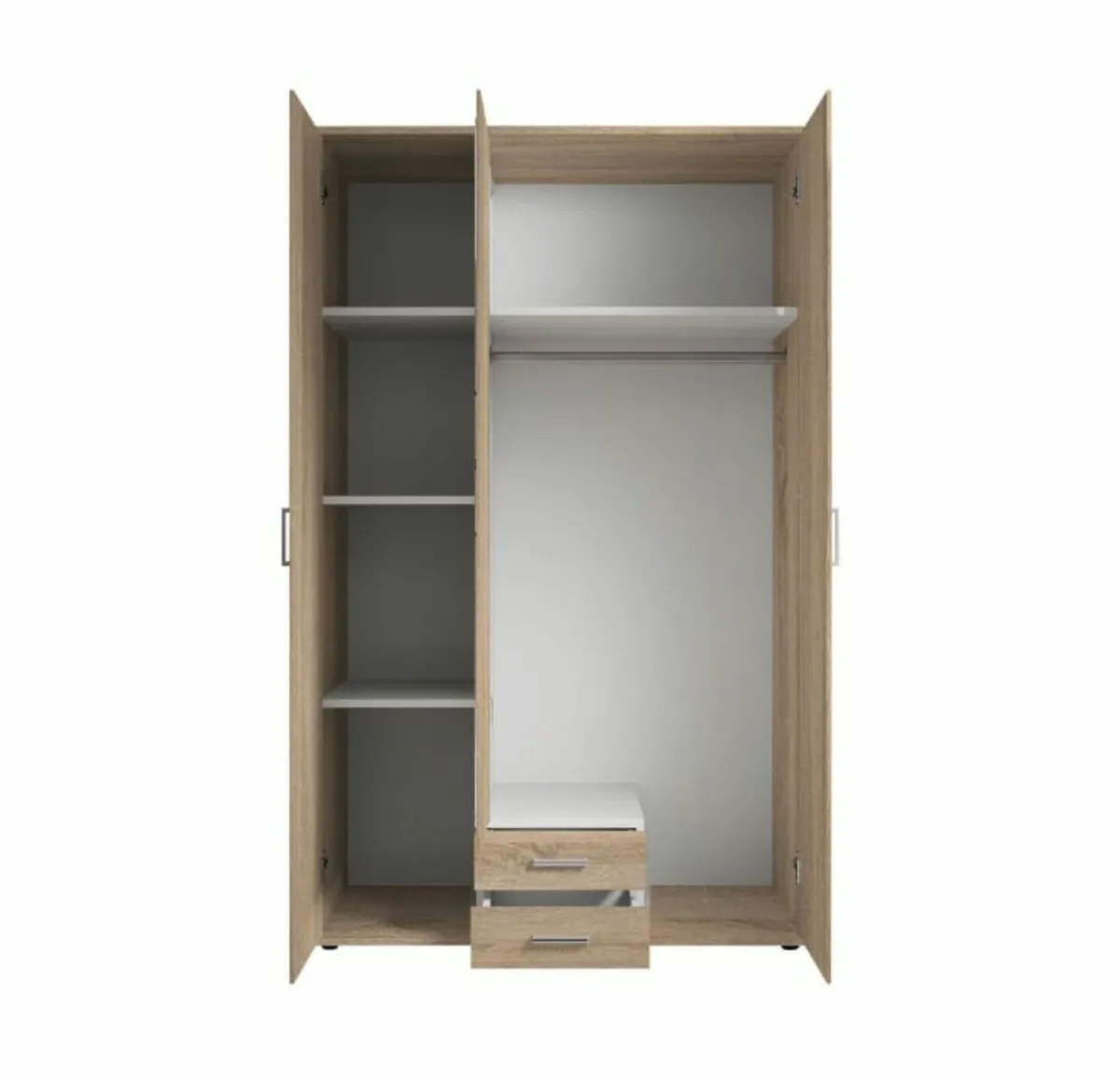 Karl 3-Door Wardrobe with Mirror & Storage Drawers - Image 4