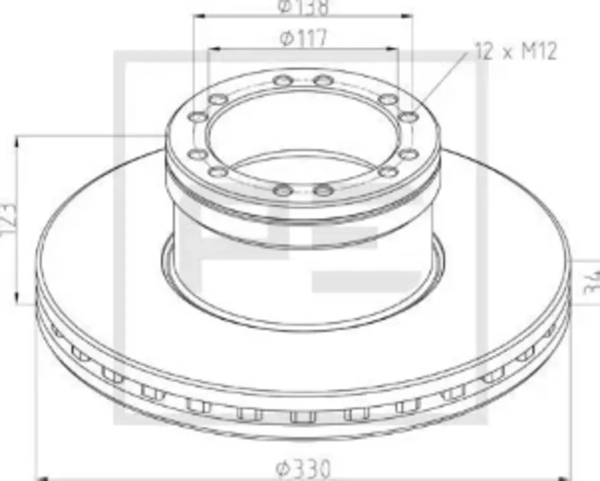 DAF BRAKE DISC 330MM C/W ABS RING (PE)