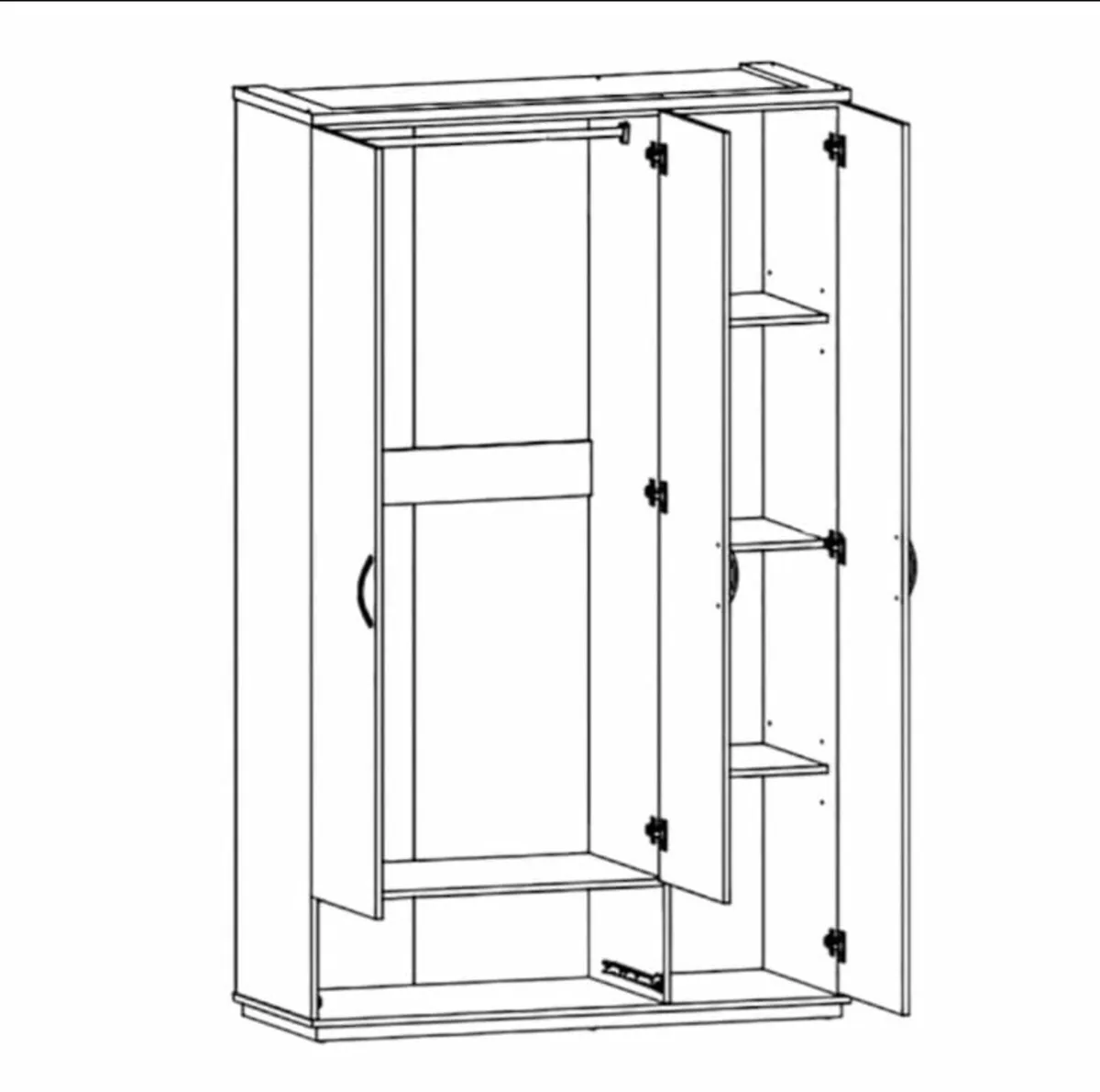 3-Door Wardrobe with Mirror & Drawer – Stylish Fit - Image 4