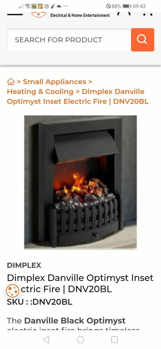 Dimplex optimyst electric fire - Image 1
