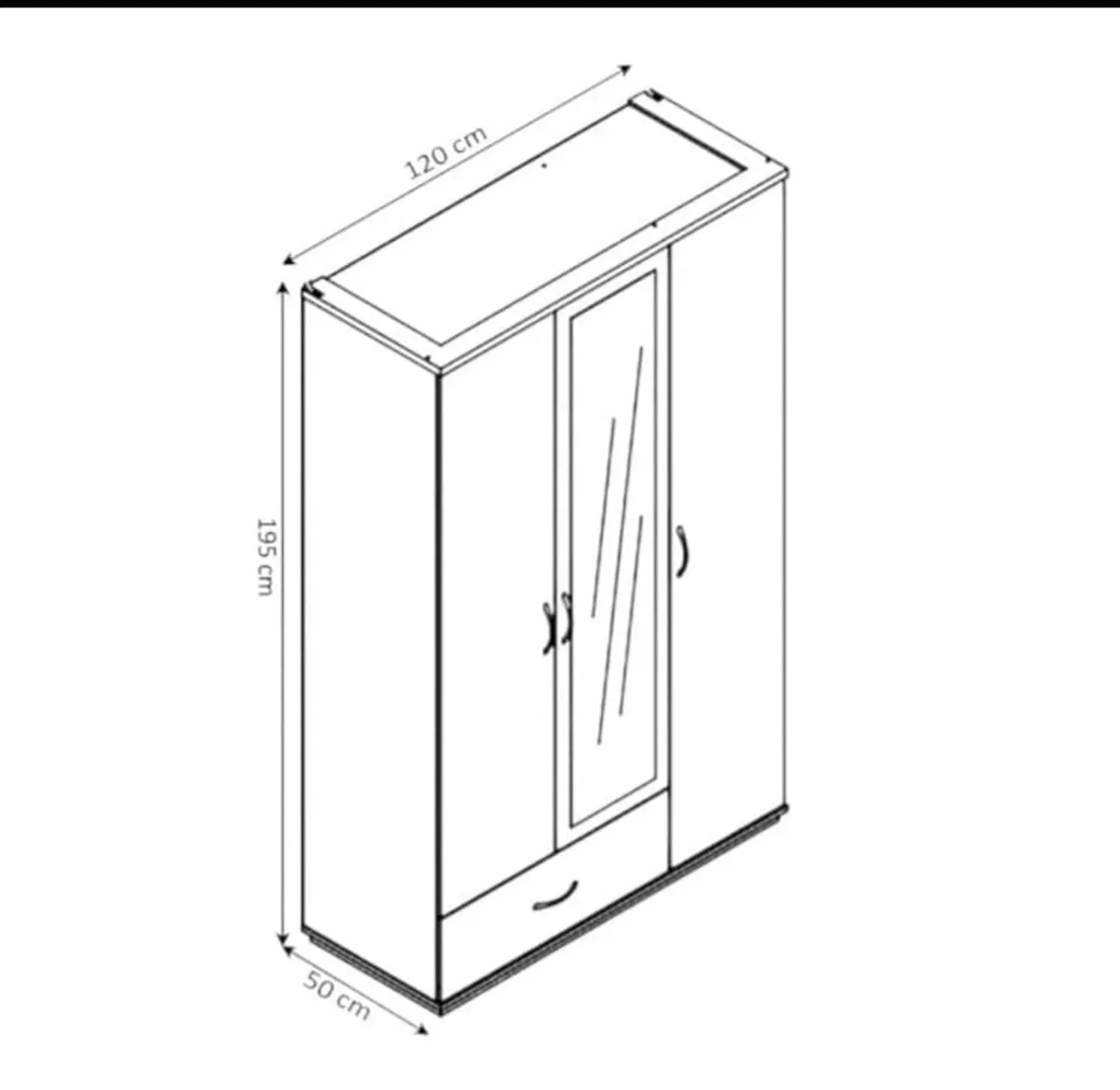 Stylish 3-Door Wardrobe with Mirror & Drawer - Image 4