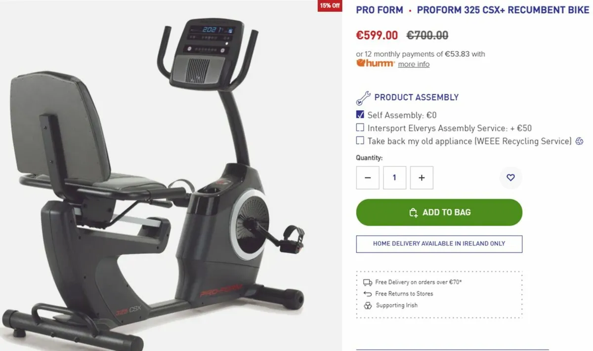 Unused Proform 325CSX+ Exercise Bike - Image 1