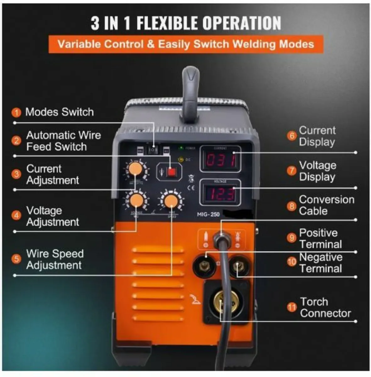 MIG Welder 250 Amp MIG LIFT TIG Arc Welder - Image 3