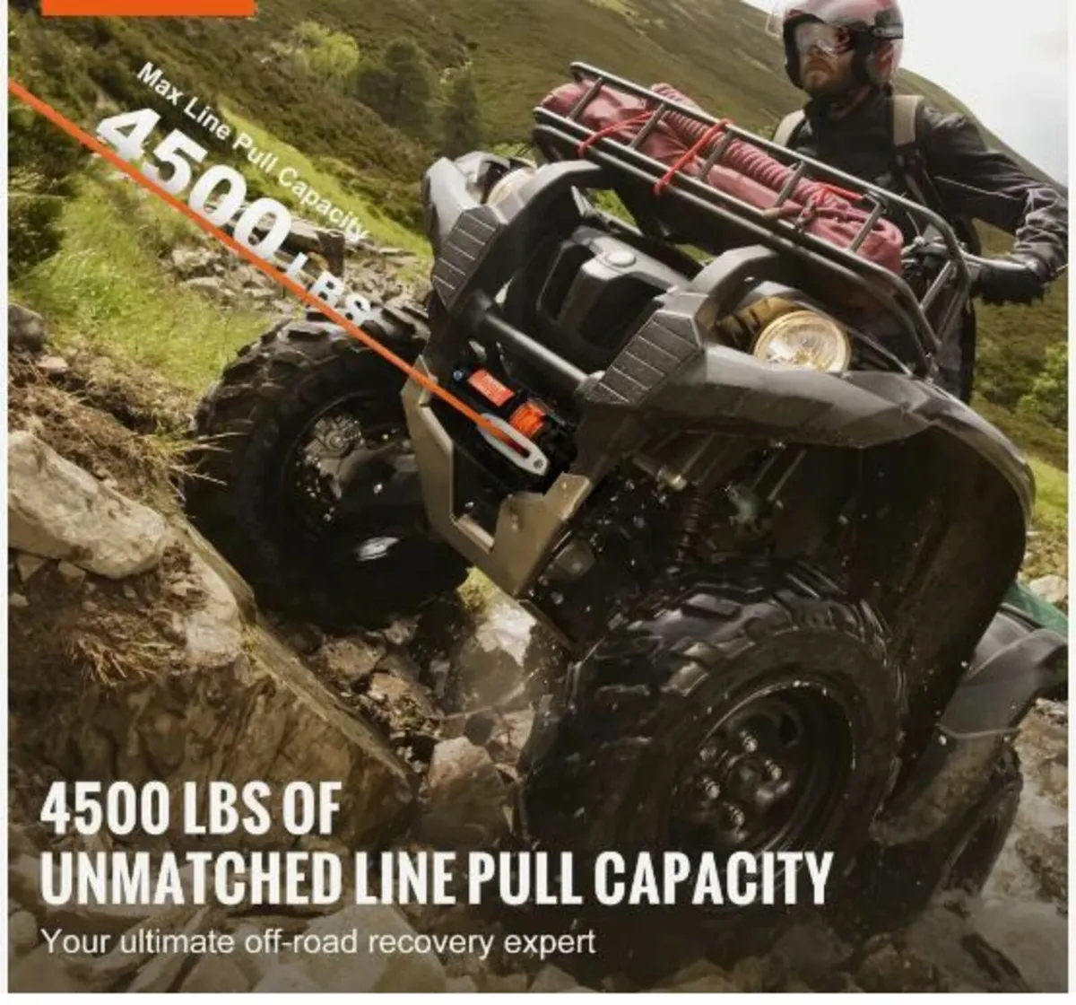 Electric Winch ATV UTV 2041.2 kg Synthetic Rope - Image 2