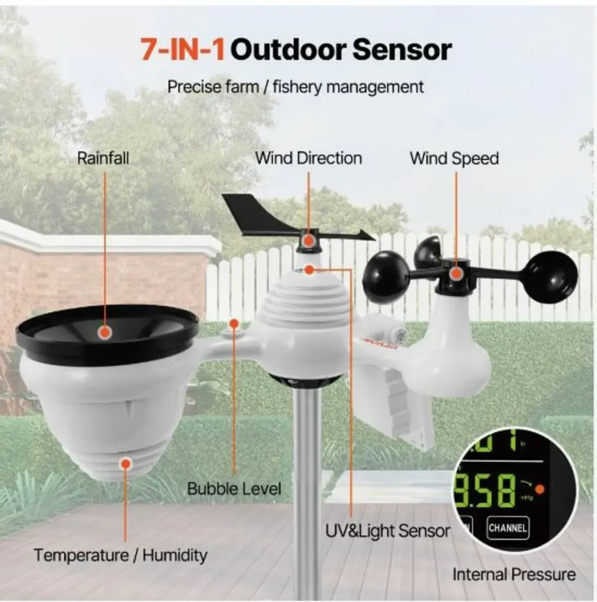 7-in-1 Wi-Fi Weather Station, 19.1 cm Color Displ - Image 2