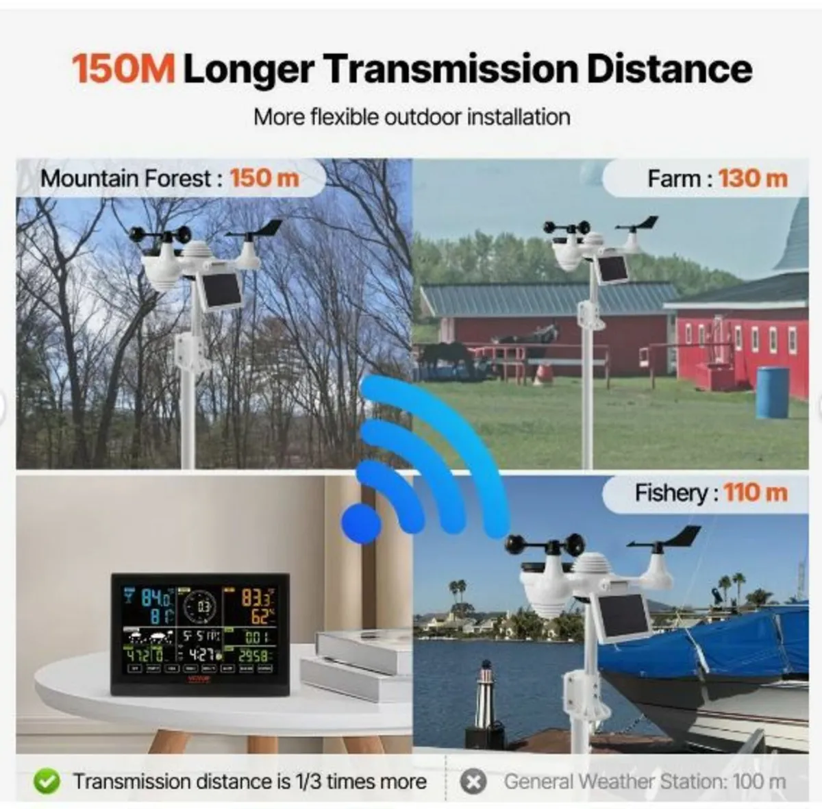 7-in-1 Wi-Fi Weather Station, 19.1 cm Color Displ - Image 4