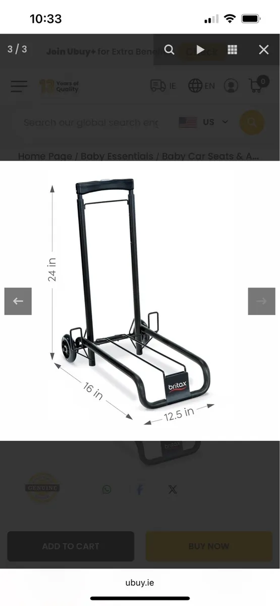 Britax carseat travel cart - Image 2