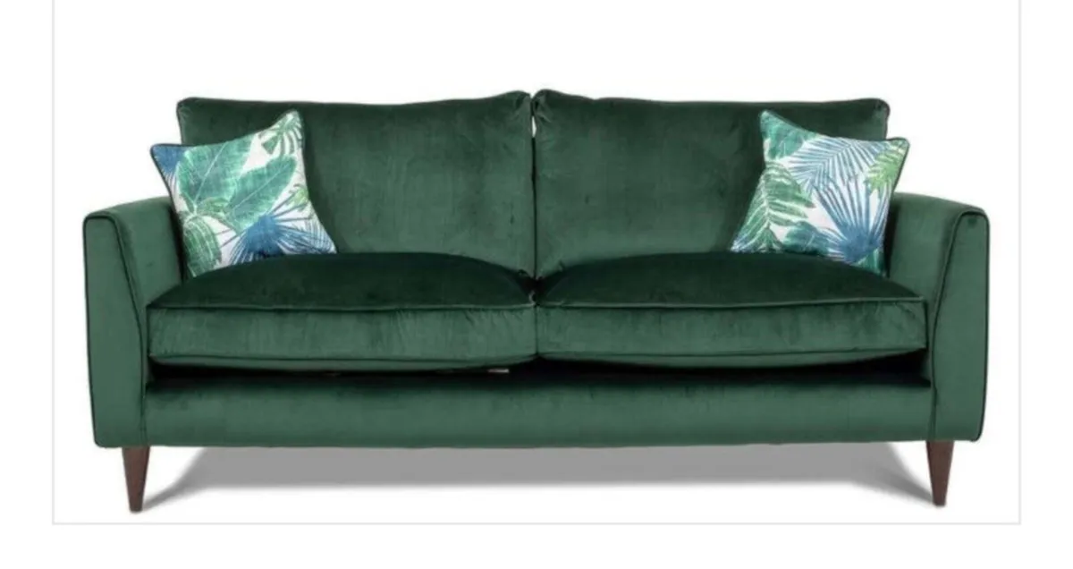 3 seater Green Velvet Couch - Image 2