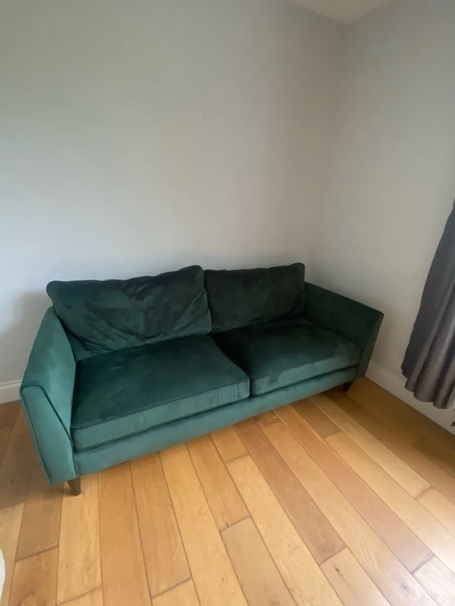 3 seater Green Velvet Couch - Image 3