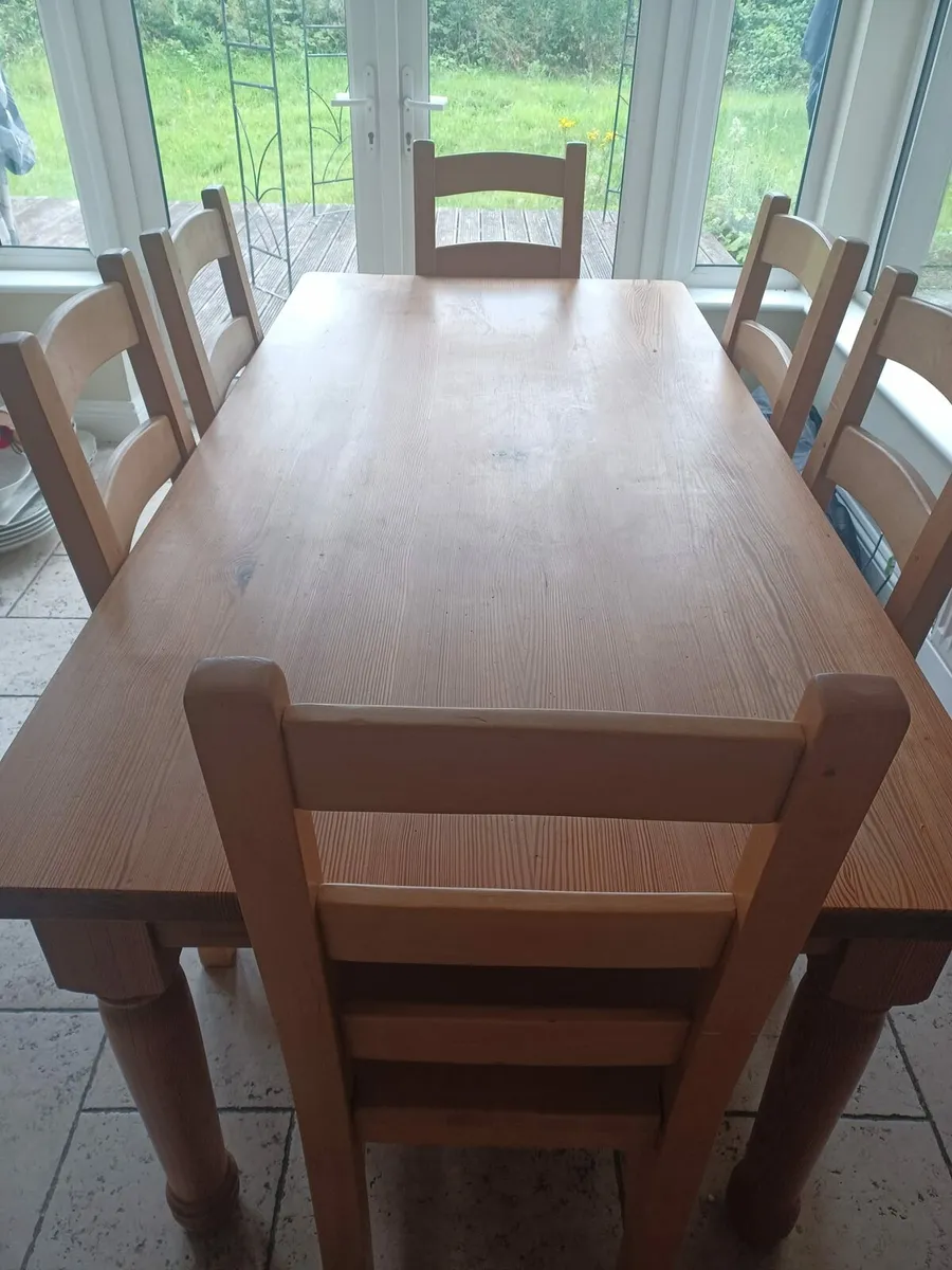 Handcraft Pine Table / 6x Handcrafted pinenchairs - Image 1