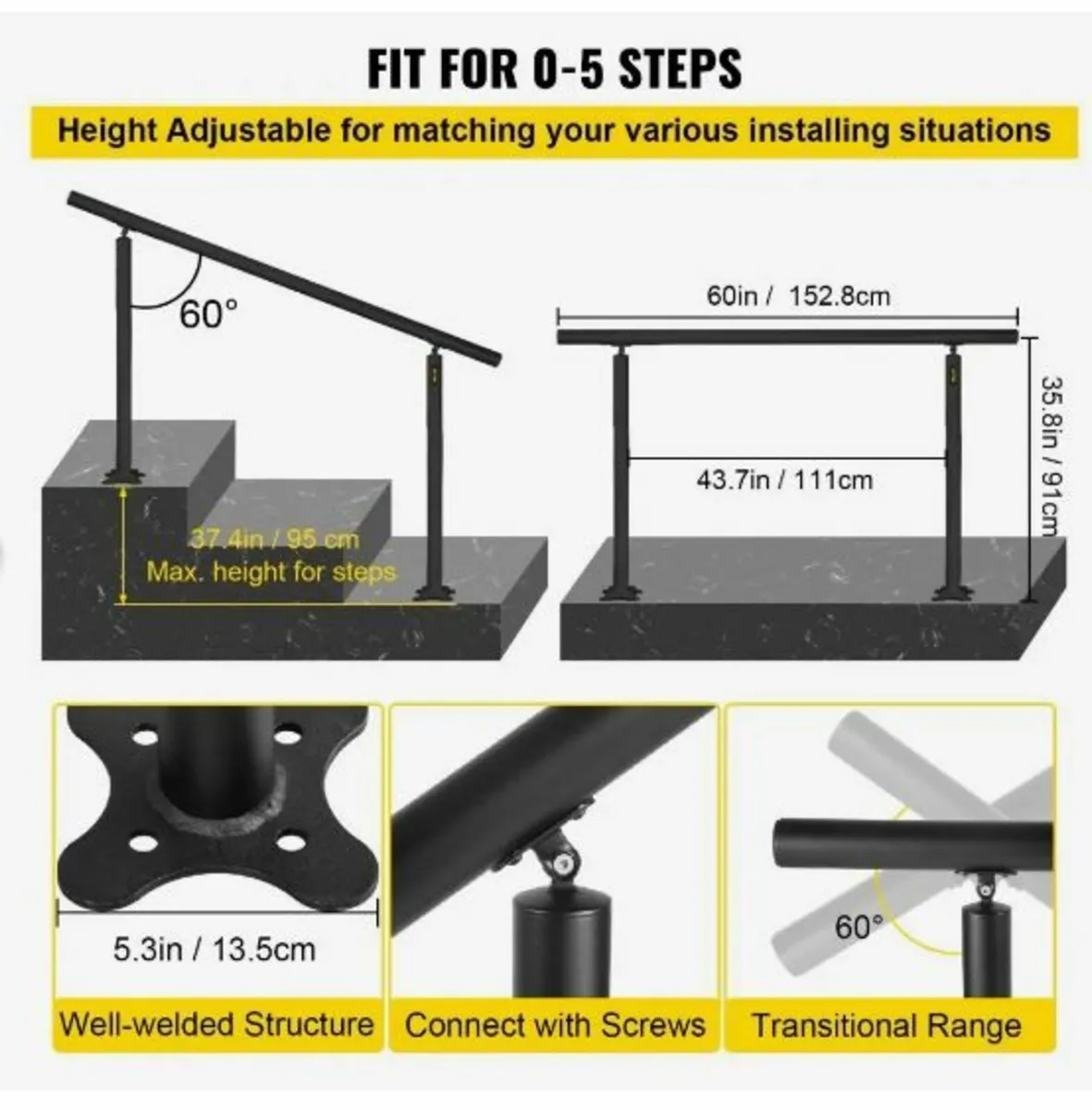 31.5in Handrails for Outdoor Steps 2 - Image 2