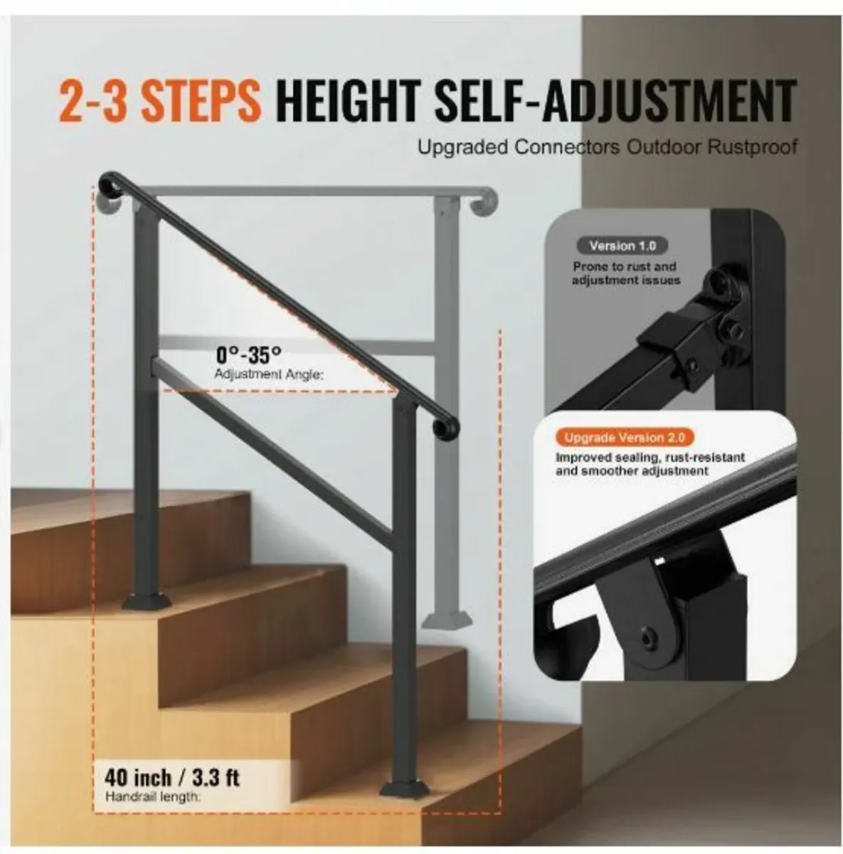 2-3 Step Handrails for Outdoor Steps - Image 2
