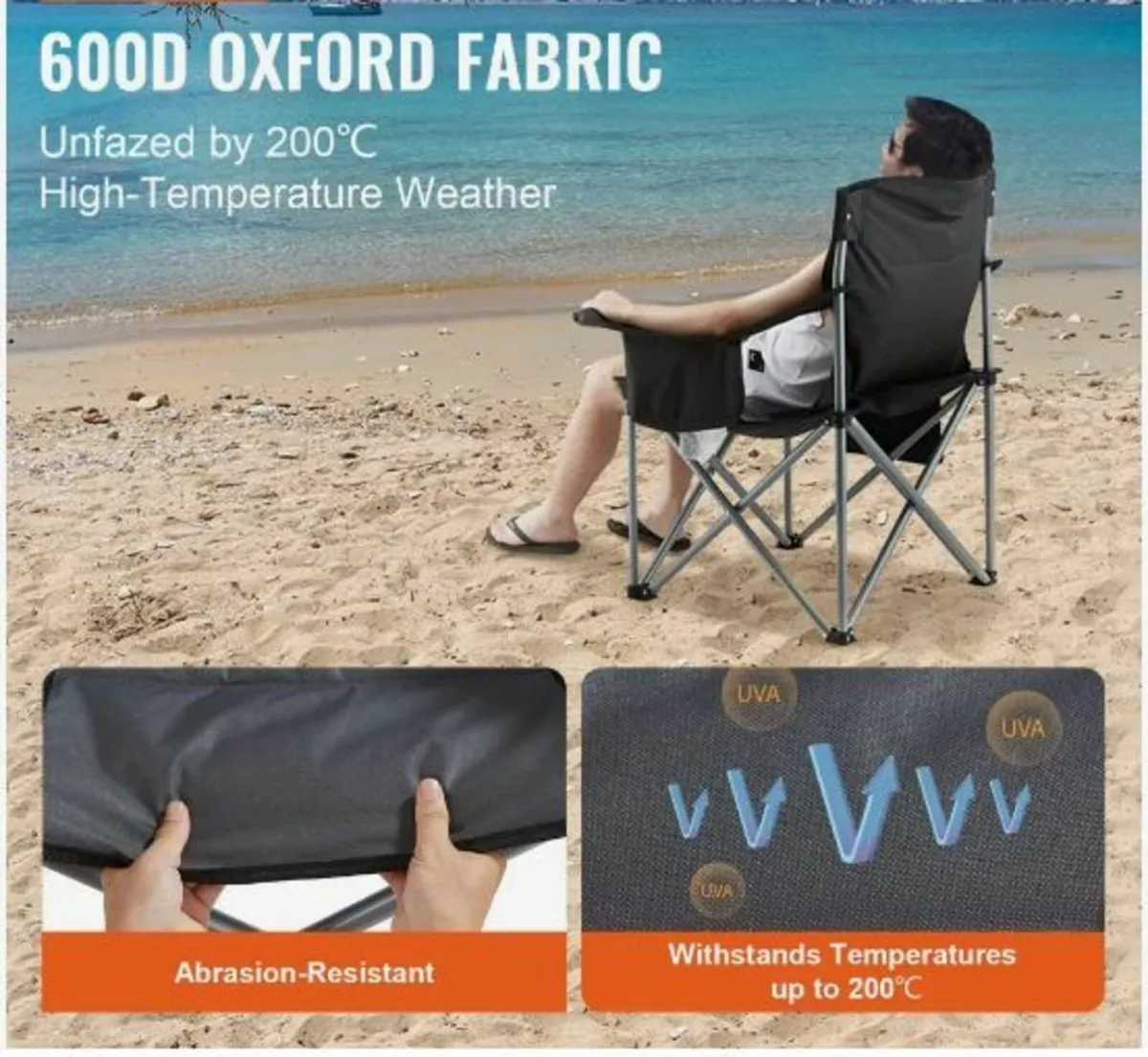 Camping Folding Chair for Adults, Portable Heavy - Image 2