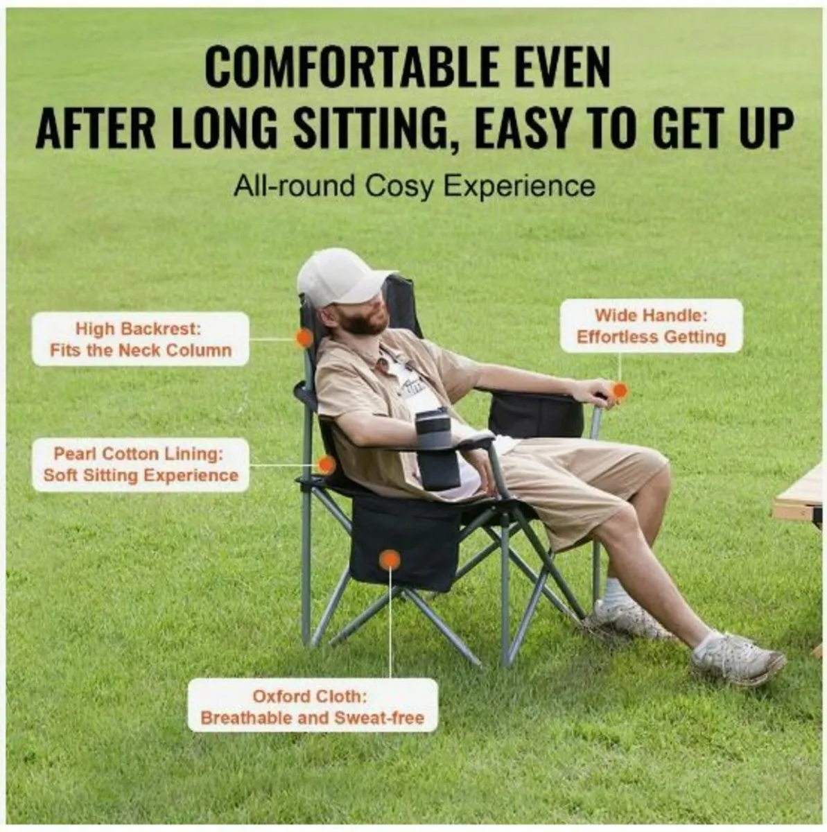 Camping Folding Chair for Adults, Portable Heavy - Image 4