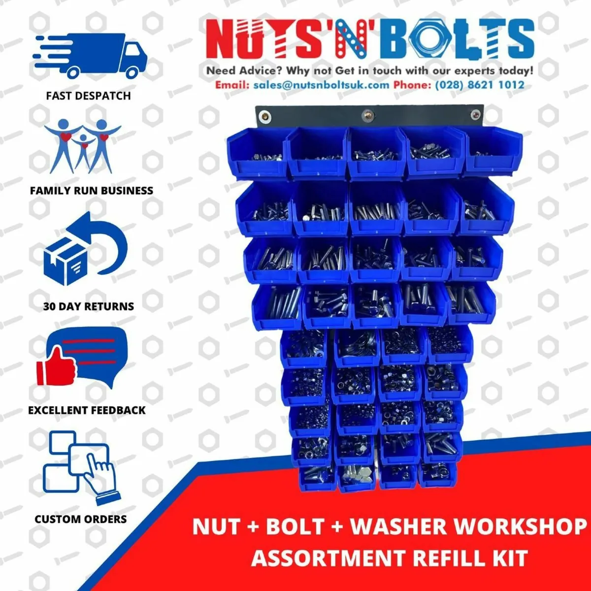 30kg workshop kit of nuts bolts and washers - Image 2